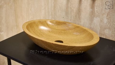 Мраморная раковина Anna M9 из коричневого камня Wooden Yellow ЕГИПЕТ 017032119 для ванной комнаты_3