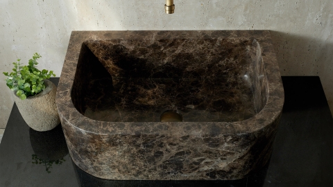 Каменная курна  Kadi из коричневого мрамора Emperador Dark ИСПАНИЯ 426042121_4