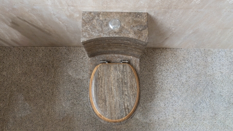 Каменное унитаз с бачком Anselmo Standart из серого камня - травертина Silver travertine матовая_9