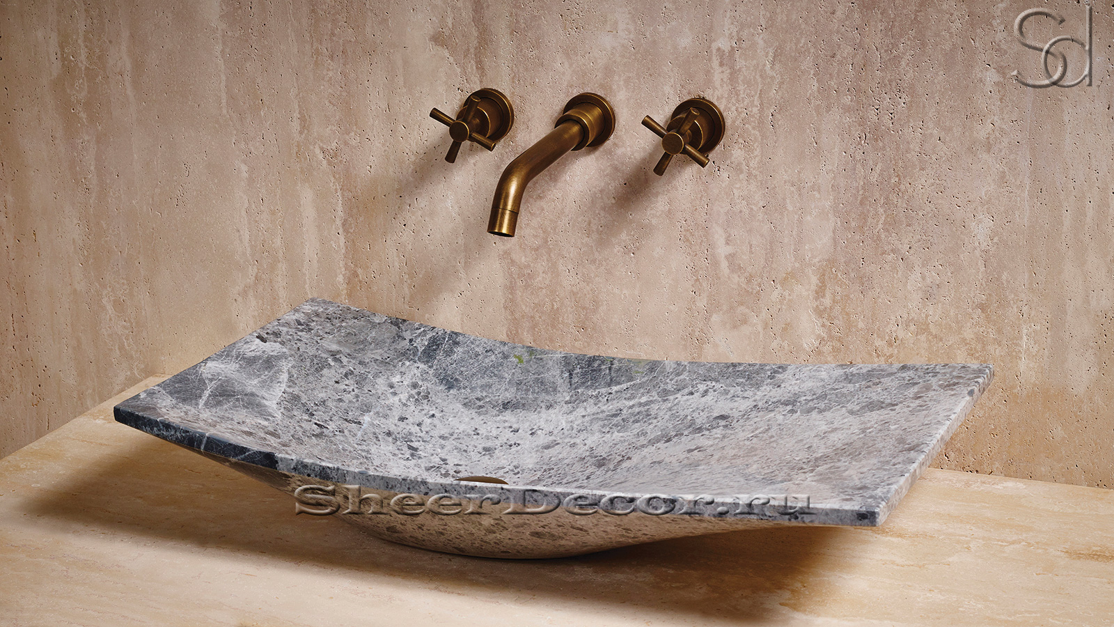 Мраморная раковина Ariana из серого камня Emperador Grey ТУРЦИЯ 143076111 для ванной комнаты_3