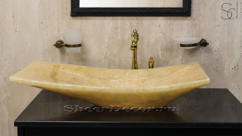 Желтая раковина Ariana из камня оникса Honey Onyx ИНДИЯ 143016111 для ванной комнаты_1