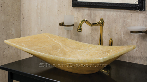 Желтая раковина Ariana из камня оникса Honey Onyx ИНДИЯ 143016111 для ванной комнаты_2