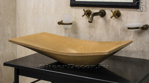 Мраморная раковина Ariana из коричневого камня Wooden Yellow ЕГИПЕТ 143032111 для ванной комнаты_1