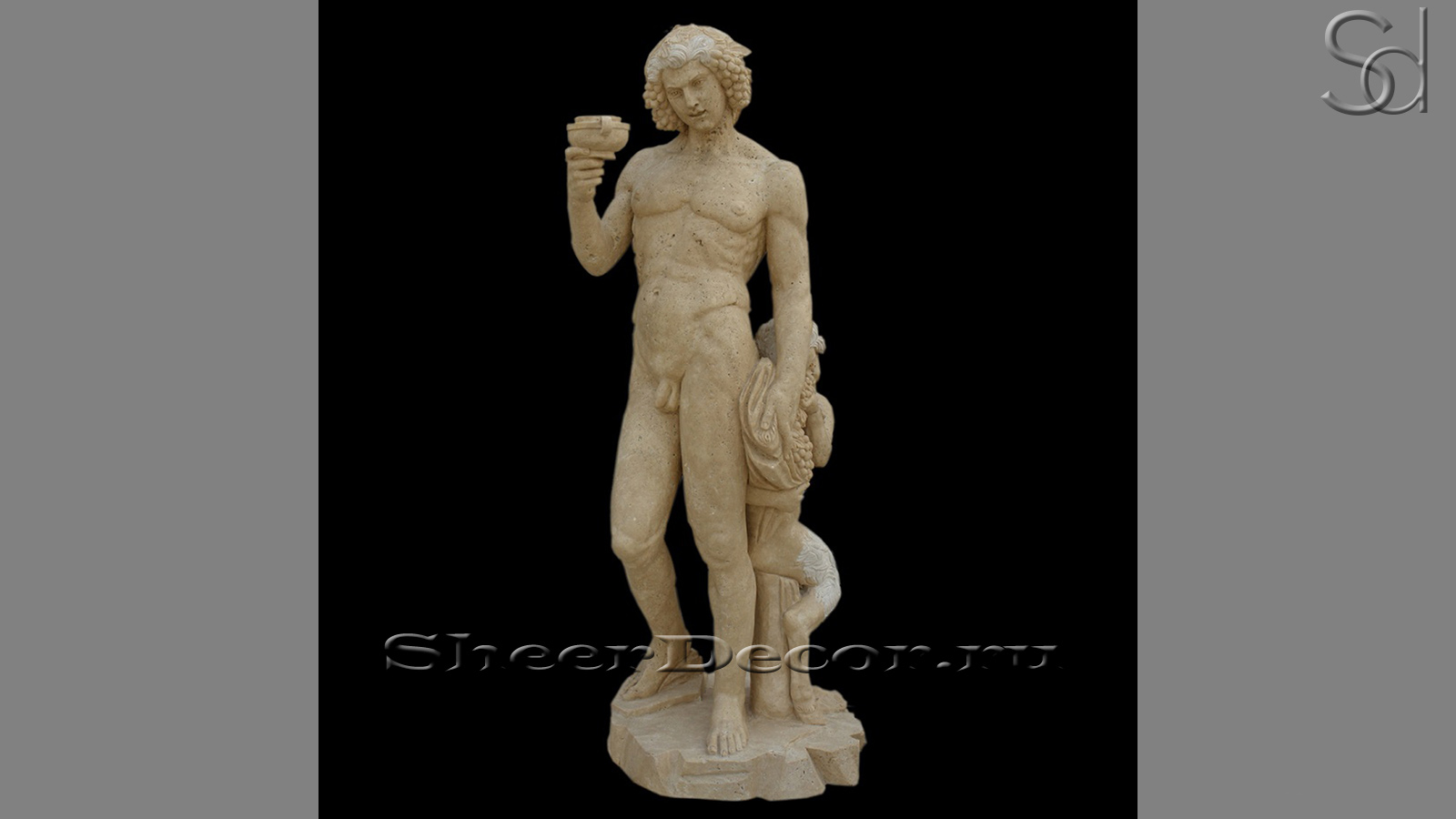 Каменная скульптура Atlet Uva из травертина Classico Romano бежевая_1