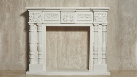 Каменный портал белого цвета для облицовки камина Austin из мрамора Bianco Extra 125111901_7