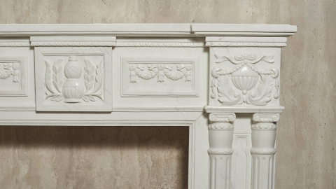 Каменный портал белого цвета для облицовки камина Austin из мрамора Bianco Extra 125111901_8