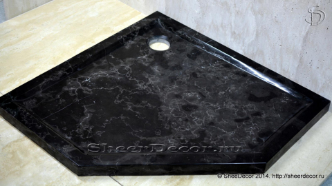 Каменный поддон в душ Ballena Standart из черного мрамора Black and Gold  056028161_3