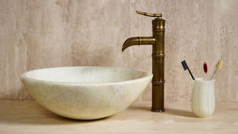 Врезной смеситель для раковины Bamboo Upward из латуни сорта Brass ИНДИЯ 543400402_2