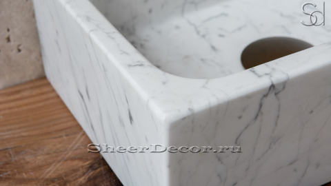 Мраморная раковина Bano из белого камня Bianco Carrara ИТАЛИЯ 510005111 для ванной комнаты_4