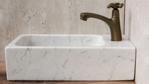 Мраморная раковина Bano из белого камня Bianco Carrara ИТАЛИЯ 510005111 для ванной комнаты_8