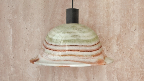 Подвесной светильник Bell Pendant BL из камня оникса Green Onyx_2