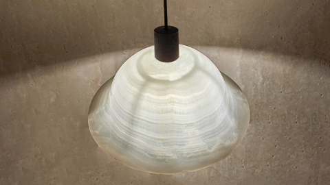 Подвесной светильник Bell Pendant из камня оникса White Onyx_3