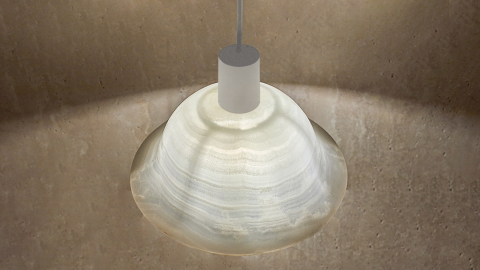 Каменный подвесной светильник Bell Pendant из оникса белый White Honey_3