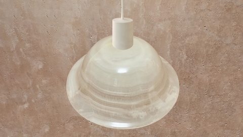 Каменный подвесной светильник Bell Pendant из оникса белый White Honey_4