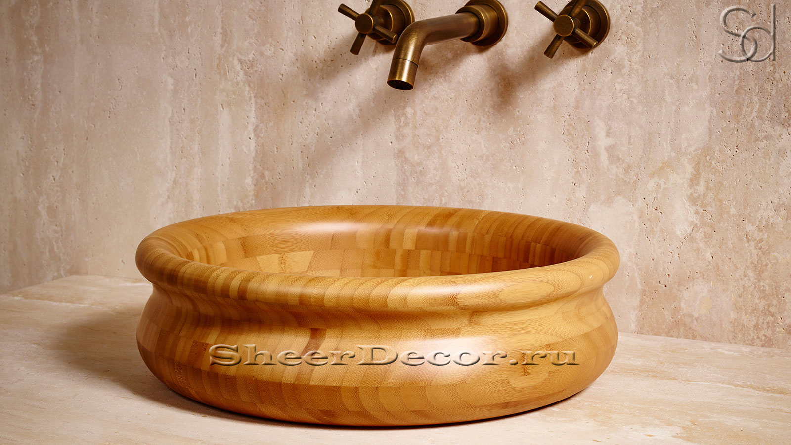 Деревянная раковина Berta M2 из натурального бамбука Golden Bamboo ИНДОНЕЗИЯ 037600012 для ванной комнаты_2