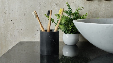 Накладная стакан чаша для в ванную Bicchiere из мрамора Nero Marquina_2