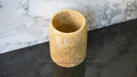Мраморная стакан круглой формы Bicchiere из серого камня Quarry Stone_2