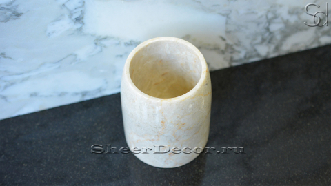 Мраморная стакан круглой формы Bicchiere из желтого камня Silvia Oro_2