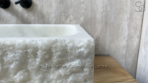 Белая раковина Biruta M3 из натурального мрамора Crystal White ИНДИЯ 045072313 для кухни_4