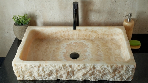 Каменная мойка Biruta M2 из желтого оникса Honey Onyx ИНДИЯ 045016332 для кухни_5