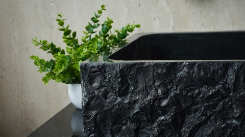 Мраморная раковина Biruta M3 из черного камня Nero Marquina ИСПАНИЯ 045018313 для кухни_4