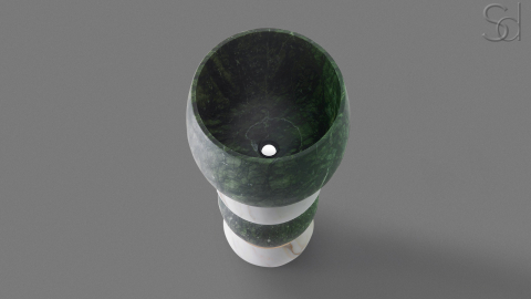 Мраморная раковина с пьедесталом Bolle M2 из зеленого камня Veria Green ИНДИЯ 000933072 для  комнаты_2