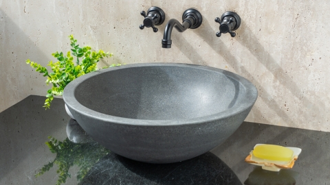 Серая раковина Bowl из камня андезита Andesite ИСПАНИЯ 637001011 для ванной комнаты_1
