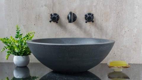 Серая раковина Bowl из камня андезита Andesite ИСПАНИЯ 637001011 для ванной комнаты_2