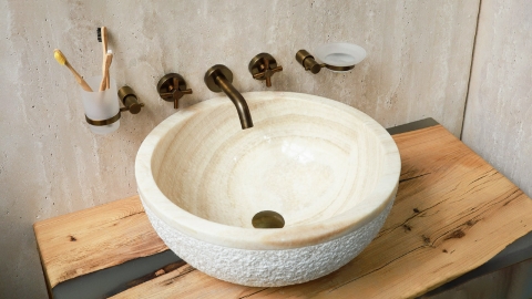 Бежевая раковина Bowl из камня оникса Beige Honey ИНДОНЕЗИЯ 637093811 для ванной комнаты_7