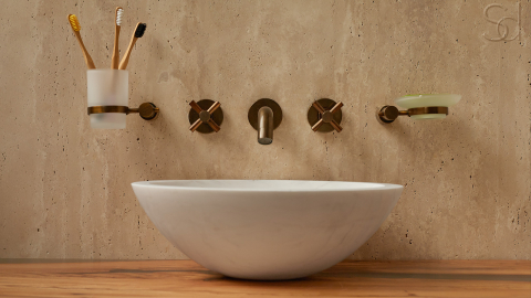 Белая раковина Bowl из натурального мрамора Bianco Extra ИСПАНИЯ 637111111 для ванной комнаты_2