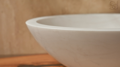 Белая раковина Bowl из натурального мрамора Bianco Extra ИСПАНИЯ 637111111 для ванной комнаты_4