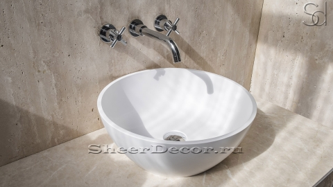 Накладная раковина чаша для ванной Bowl из кориана Bianco матовая_1
