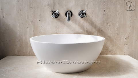 Накладная раковина чаша для ванной Bowl из кориана Bianco матовая_2