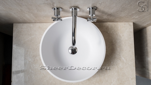 Накладная раковина чаша для ванной Bowl из кориана Bianco матовая_3