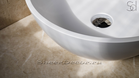Накладная раковина чаша для ванной Bowl из кориана Bianco матовая_4