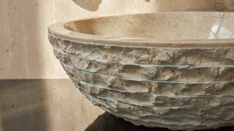 Мраморная раковина Bowl из бежевого камня Biscuit Stone ИНДОНЕЗИЯ 637375511 для ванной комнаты_12
