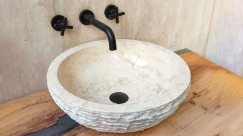 Мраморная раковина Bowl из бежевого камня Biscuit Stone ИНДОНЕЗИЯ 637375511 для ванной комнаты_5