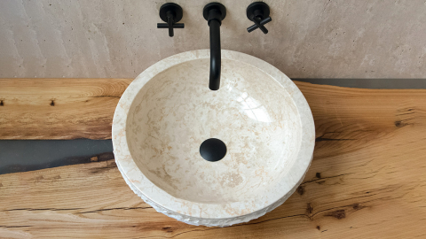 Мраморная раковина Bowl из бежевого камня Biscuit Stone ИНДОНЕЗИЯ 637375511 для ванной комнаты_6