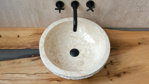 Мраморная раковина Bowl из бежевого камня Biscuit Stone ИНДОНЕЗИЯ 637375511 для ванной комнаты_7