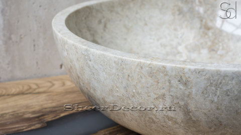 Мраморная раковина Bowl M13 из бежевого камня Biscuit Stone ИНДОНЕЗИЯ 6373751113 для ванной комнаты_4