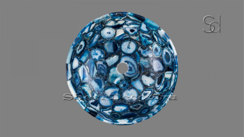 Каменная мойка Bowl M4 из синего агата Blue Agate ИНДИЯ 637187114 для ванной комнаты_2