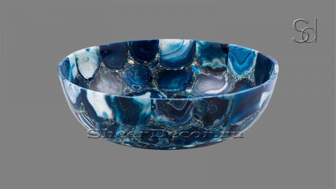 Каменная мойка Bowl M4 из синего агата Blue Agate ИНДИЯ 637187114 для ванной комнаты_3