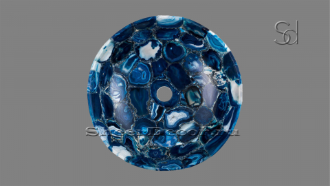 Каменная мойка Bowl M4 из синего агата Blue Agate ИНДИЯ 637187114 для ванной комнаты_4