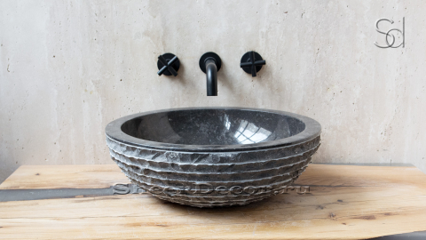 Мраморная раковина Bowl из черного камня Brownish Black ИНДОНЕЗИЯ 637373511 для ванной комнаты_1