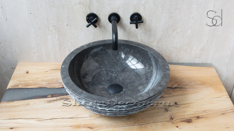 Мраморная раковина Bowl из черного камня Brownish Black ИНДОНЕЗИЯ 637373511 для ванной комнаты_2