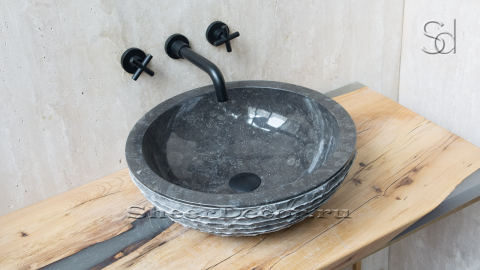 Мраморная раковина Bowl из черного камня Brownish Black ИНДОНЕЗИЯ 637373511 для ванной комнаты_3
