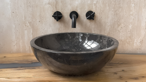Мраморная раковина Bowl из черного камня Brownish Black ИНДОНЕЗИЯ 637373111 для ванной комнаты_1