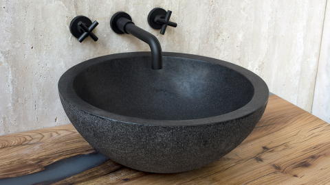 Гранитная раковина Bowl из черного камня Carbon ИНДОНЕЗИЯ 637008111 для ванной комнаты_2