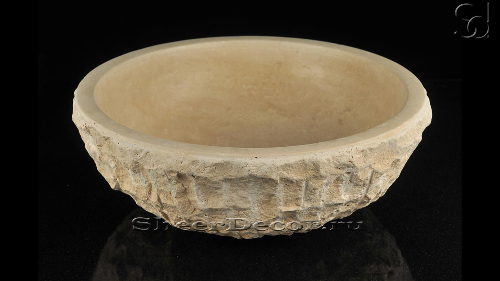 Каменная курна круглой формы Bowl из бежевого травертина Classico Romano ТУРЦИЯ 637004321_1