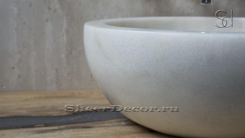 Каменная раковина круглой формы Bowl Qurna из белого мрамора Crystal White ИНДИЯ 637072113_5